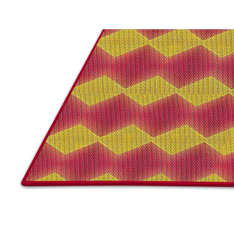 Tapis décoratif rouge/vert à motif géométrique Reyer, Rectangle 8 pi x 10 pi