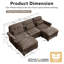 Canapé 3 places avec 2 poufs, accoudoirs arrondis et coussins de soutien lombaire, assise profonde et confortable pour le salon-164982932