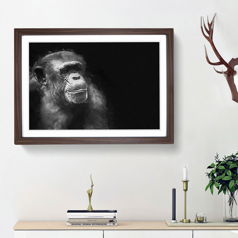 Ape in Abstract - Picture Frame Graphic Art Print, Walnut Framed, 36cm H x 48cm W x 2cm D
