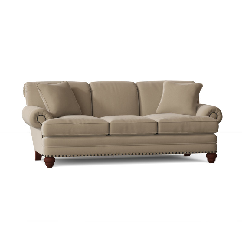 Spratt Sofa, Peyton 22 Blue Performance Twill, Dark Brass, Manhattan