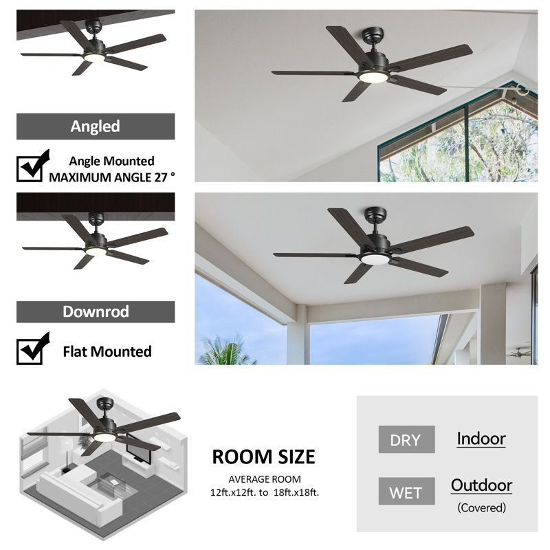  52'' Smart Ceiling Fan with LED Light DC Motor, Remote Control
