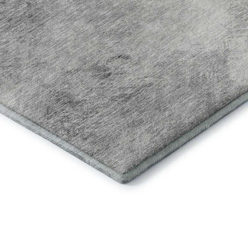 Premium Machine Washable Cerrito AMF590 Silver Rug, Rectangle 2'6" x 3'10"