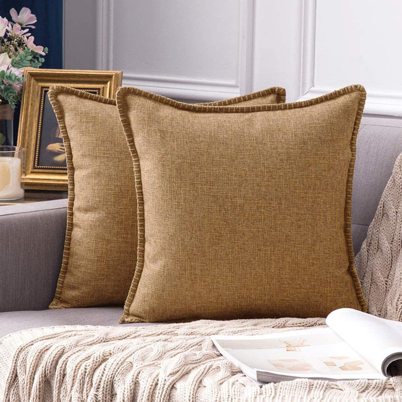 Housse de coussin carrée, Brun, 18 po x 18 po
