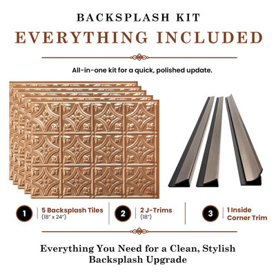 Savannah 18 in x 24 in Backsplash Kit - 5 Tiles, 2 J-Trims & 1 Inside Corner Trim