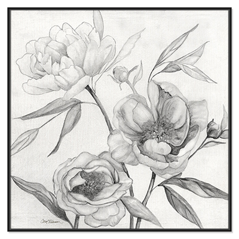 Collection Linen Peony, H 46,5 po x l 46,5 po x P 2 po, Noir