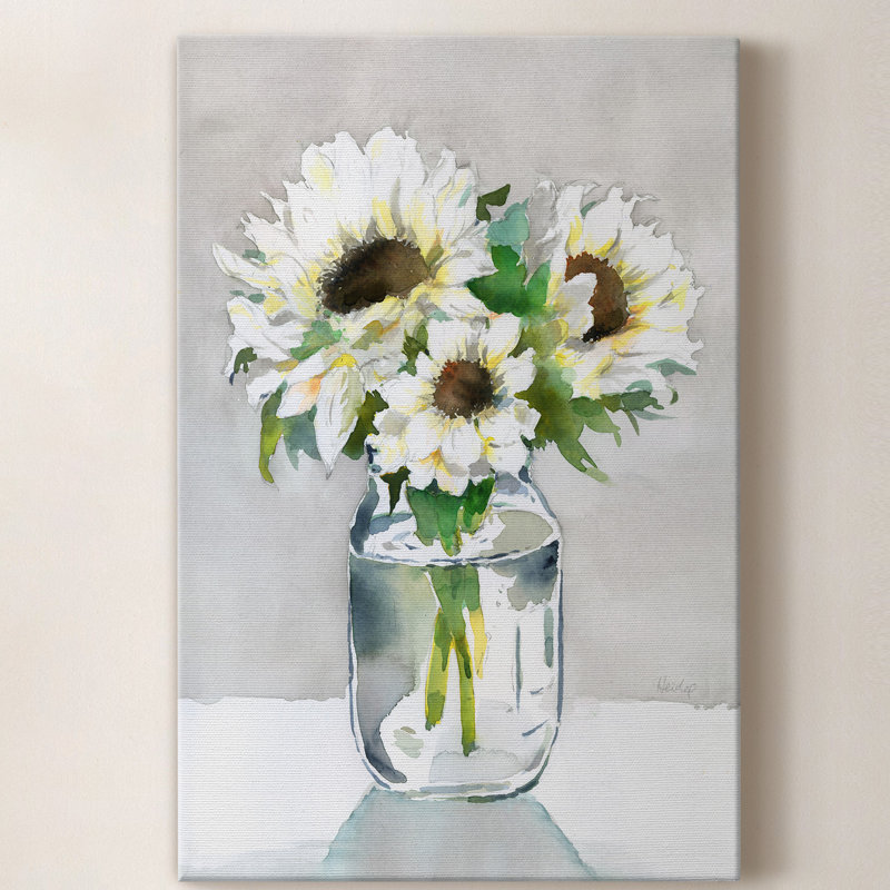 Tournesol II - peinture sur toile tendue, H 27 po x l 18 po