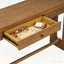 Table d'entrée en bois 59,8 po avec placage de chêne, console rétro avec tiroir et poignée ronde, multifonctionnel pour les couloirs et les salons-137385860-137385863-137385866