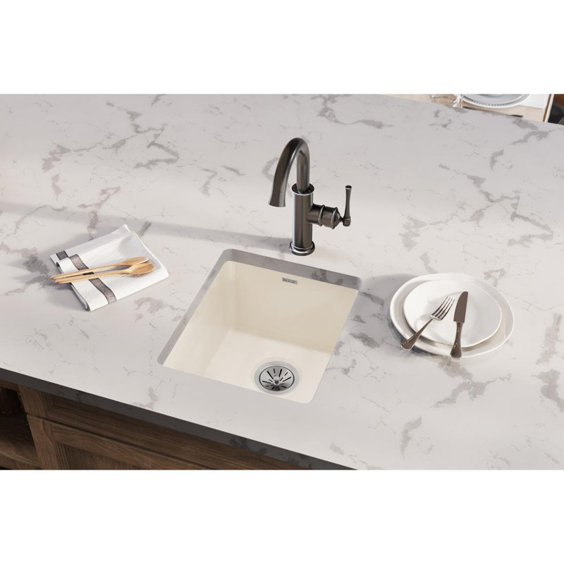 Évier de bar encastrable Elkay Fireclay L 16 po x l 19 po, Biscuit