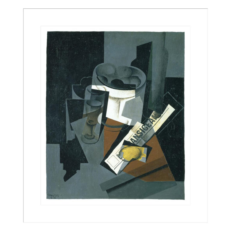 Nature morte avec un journal par Juan Gris - impression numérique sur estampe numérique, H 26,93 po x l 23,5 po