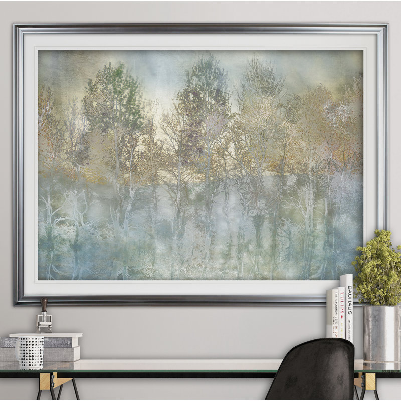 « river reflection », reproduction de peinture à l’acrylique encadrée, Argent, H 28 po x l 38 po x P 1,5 po