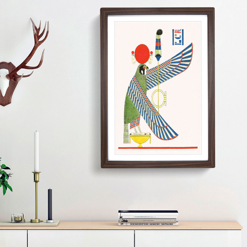 Egyptian Hawk by L. Dubois - Framed Print, 36cm H x 27cm W x 2cm D, Walnut Framed