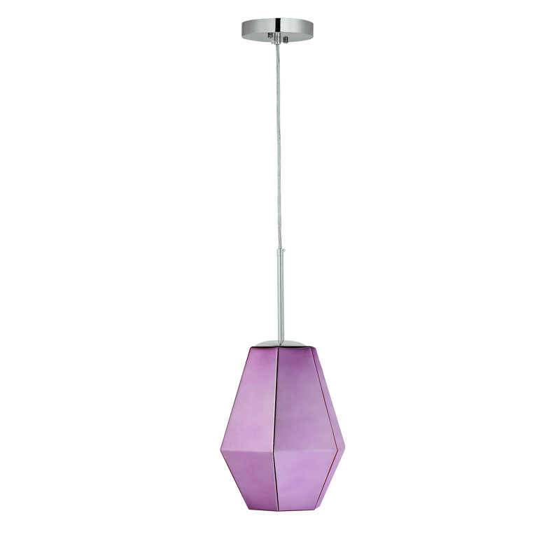 Luminaire suspendu géométrique 1 lumière Taurus, Saphir rose, Argent