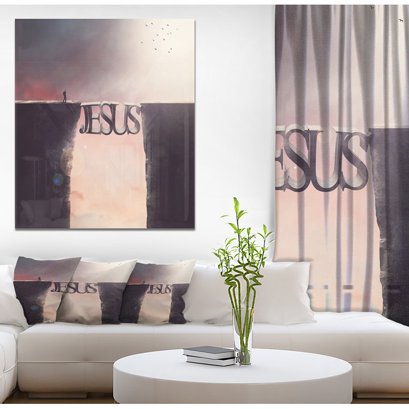 Reproduction d’art graphique sur métal « Bridge the inscription Jesus », H 40 po x l 30 po x 1,5 po