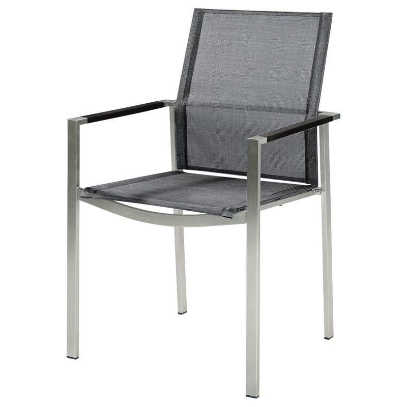 Mercury Dining Outdoor Dining Armchair, Platinum/Black