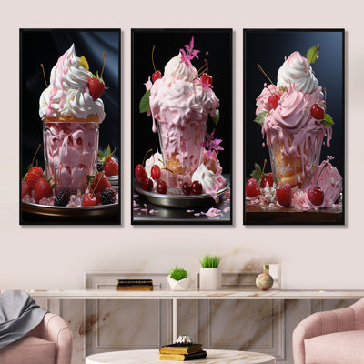 Sweet Indulgence Ice Cream - Desserts Canvas Prints Set Of 4