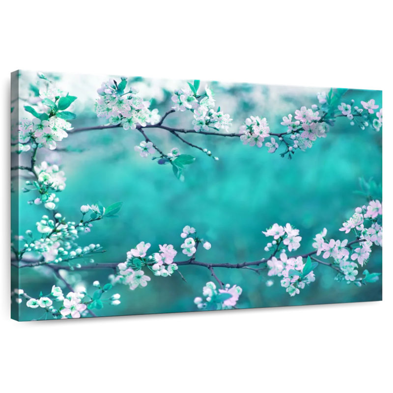 Harnek White Cherry Blossoms In Japan, 26" H x 39" W