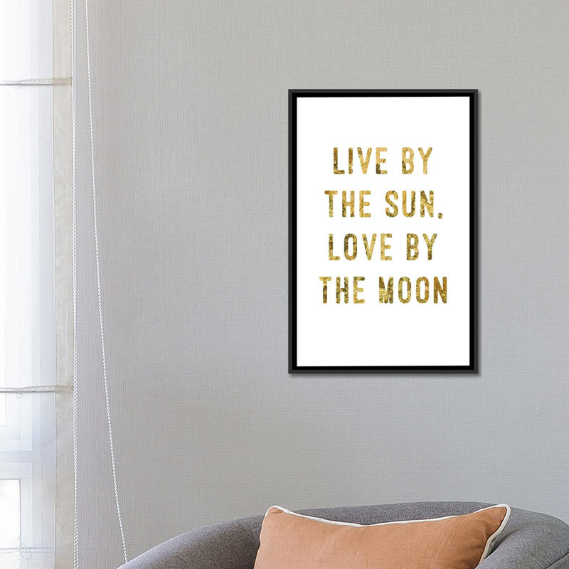 «Live by Gold», impression sur toile, H 26 po x l 18 po x P 1,5 po, Pas de tapis, Toile avec cadre noir