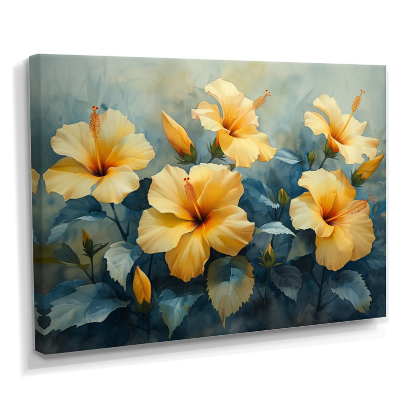 Marcel - Hibiscus, impression d'art mural, Toile tendue, 12" H x 20" W