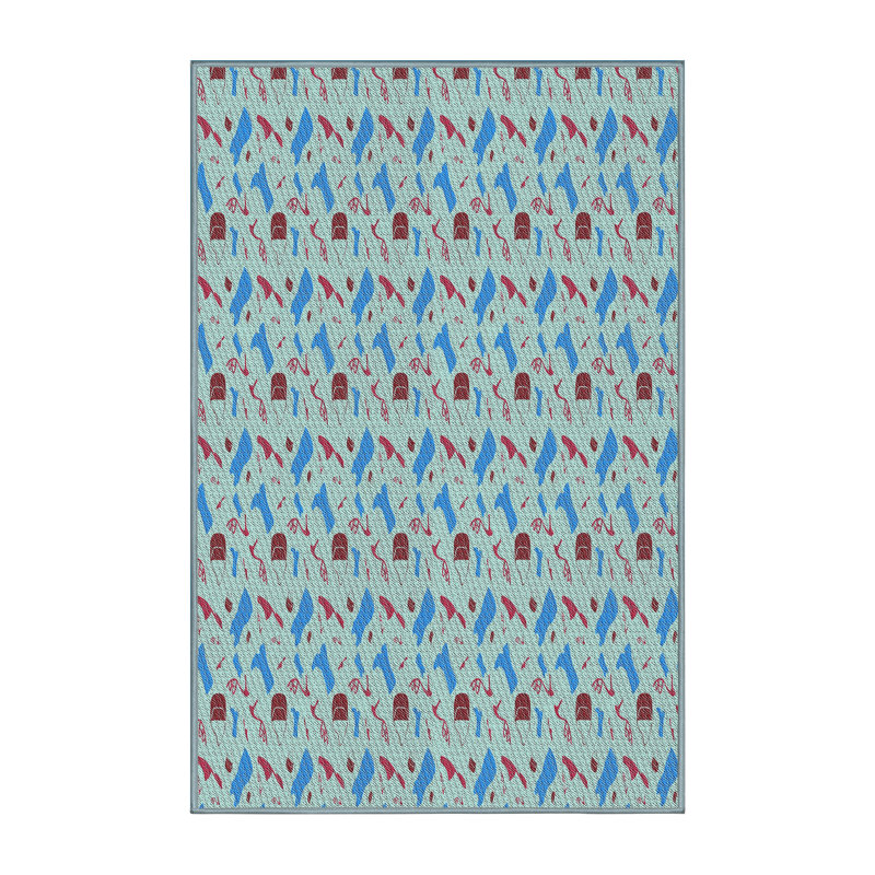 Tapis de zone bleue à motifs, Rectangle 5 pi x 7 pi