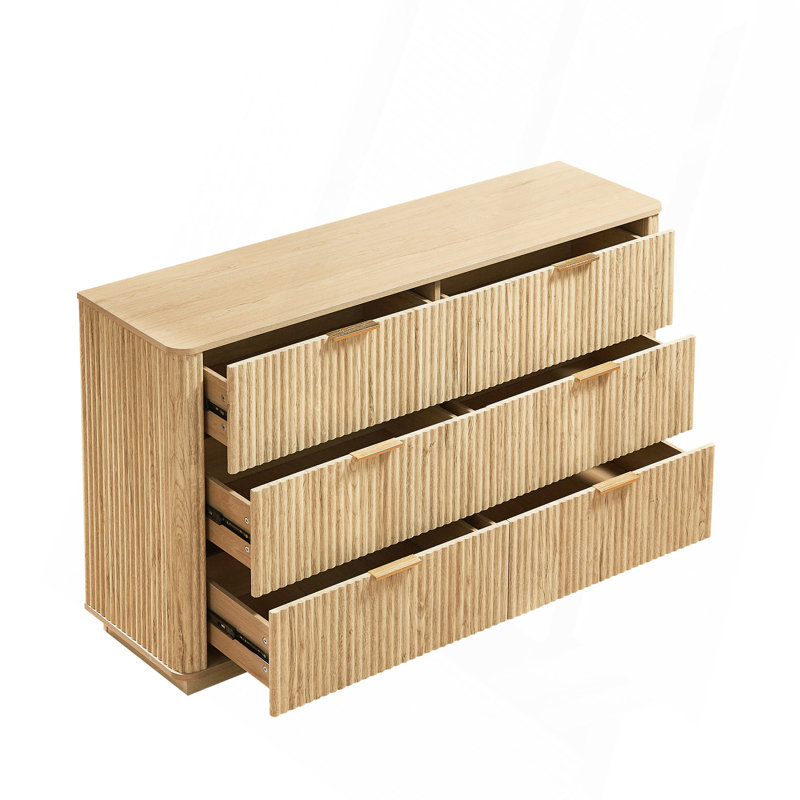 55'' W 6 - Drawer Dresser, Oak