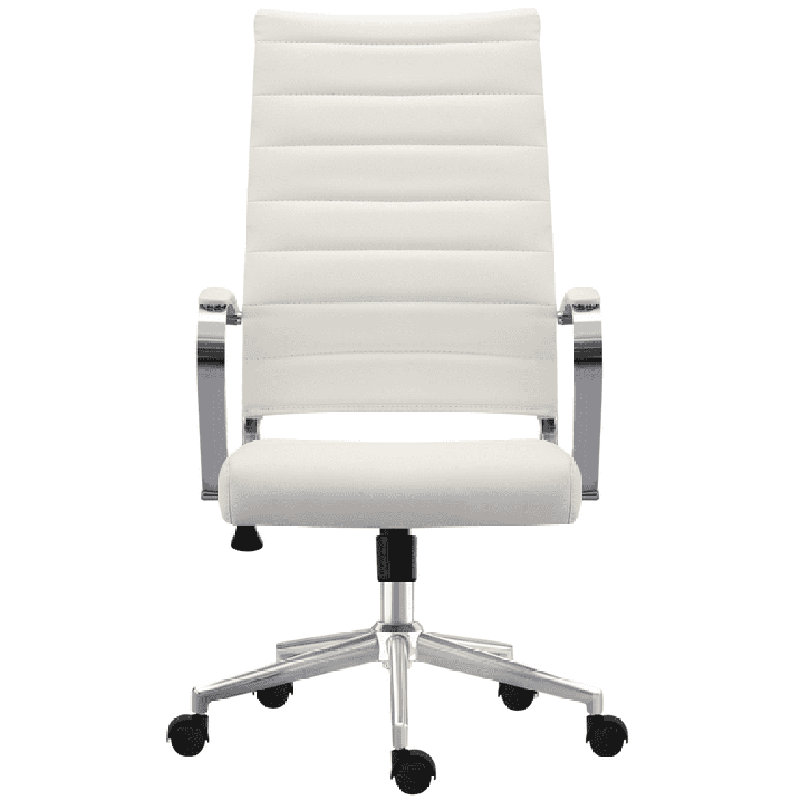 Orren Ellis Kensie High Back Conference Chair - Ribbed PU Leather Office Desk Chair with Adjustable Height, Swivel & Lumbar Support for Executive Meetings