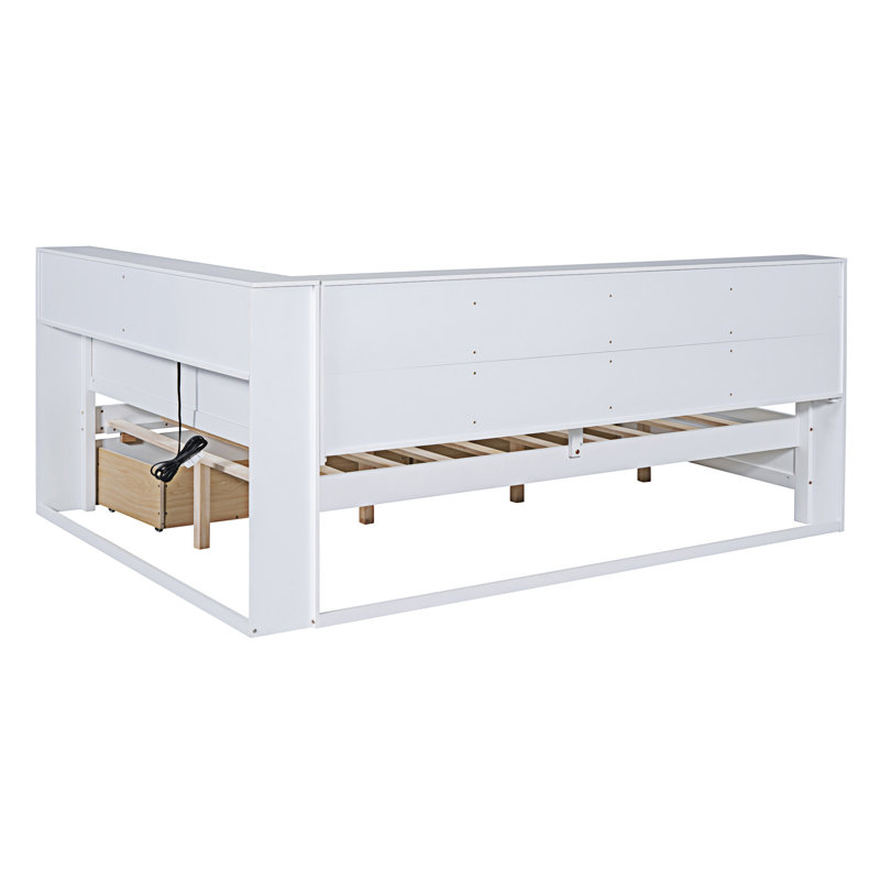 Wooden Daybed With 2 Drawers, Full, White