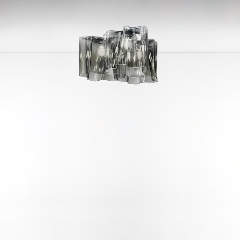 Plafonnier simple semi-encastré Logico, H 10,38 po x l 17,75 po x P 17,75 po, Gris fumée