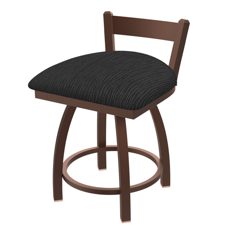 Tabouret de coiffeuse en métal Catalina, Tissu graphique charbon, Bronze