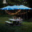 Parasol pratique à manivelle avec base et support - grand abat-jour bleu