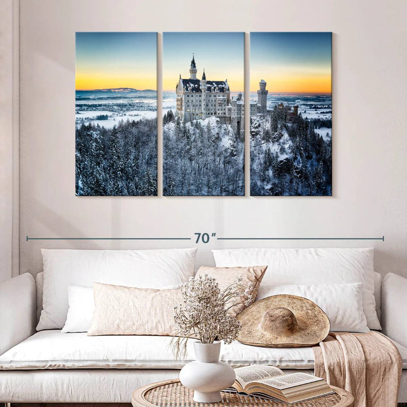Lilie Winter Neuschwanstein Castle, H 32 po x l 50 po