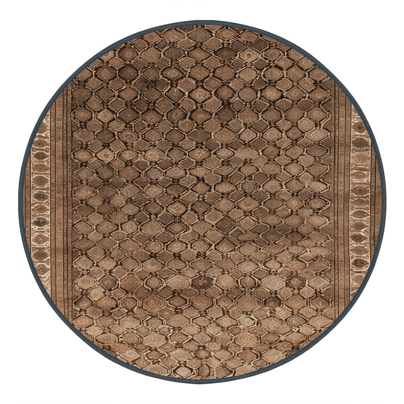 Tapis brun lavable à la machine, Rond 6 pi