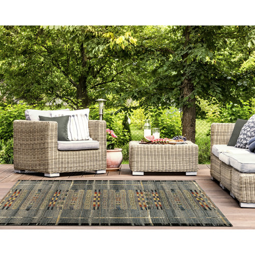 Sesena Black/Gold/Orange/Green/Blue/Ivory/Grey Indoor/Outdoor Rug ...