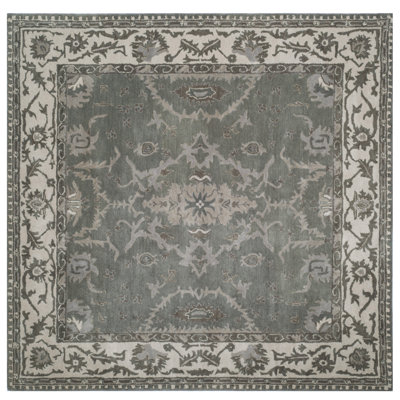 Tapis oriental crème / gris en laine de Nouvelle-Zélande touffeté à la main Colliers