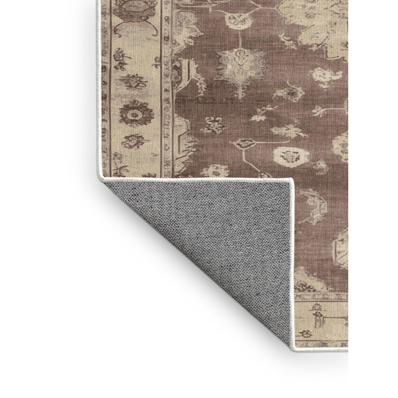Tapis beige surteint lavable à la machine, Carré 4 pi