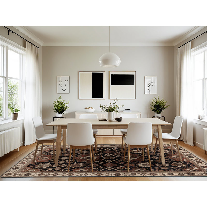 Machine Washable Persian Brown Area Rug, Rectangle 7' x 10'