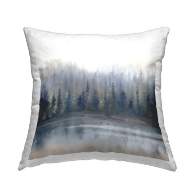 Misty Gray Forest Decorative Printed Throw Pillow Design by Danhui Nai
