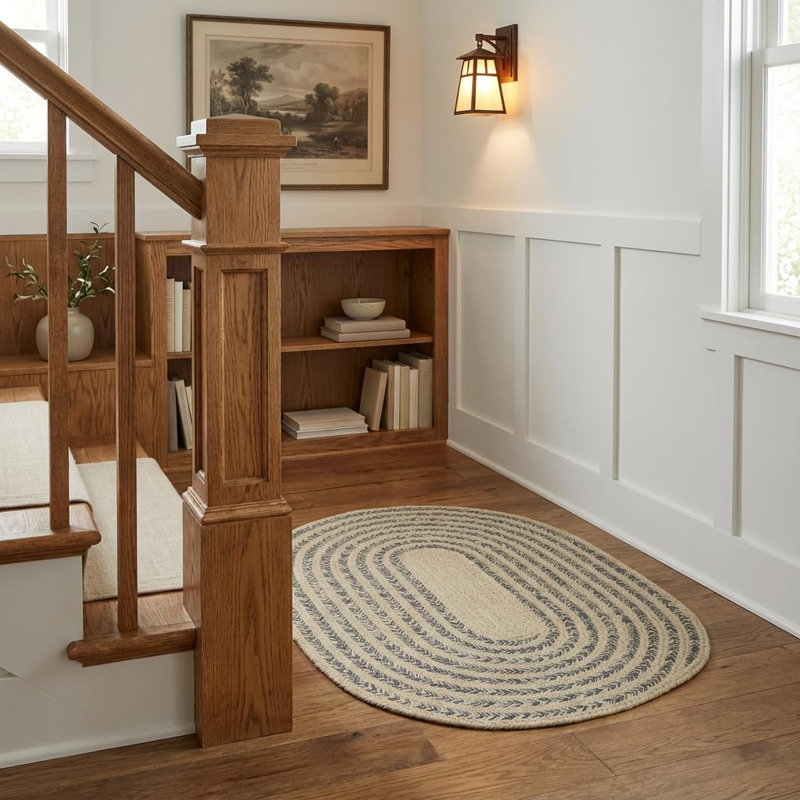 Tapis tressé en coton anthracite Raleigh, Gris anthracite, 6 pi x 9 pi
