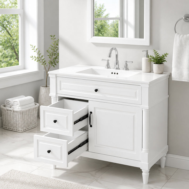 Meuble-lavabo 36 po avec lavabo et rangement intelligent, White
