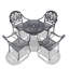 Ensemble de 5 meubles de patio en aluminium coulé avec cadre noir et coussins de siège bruns-105313255