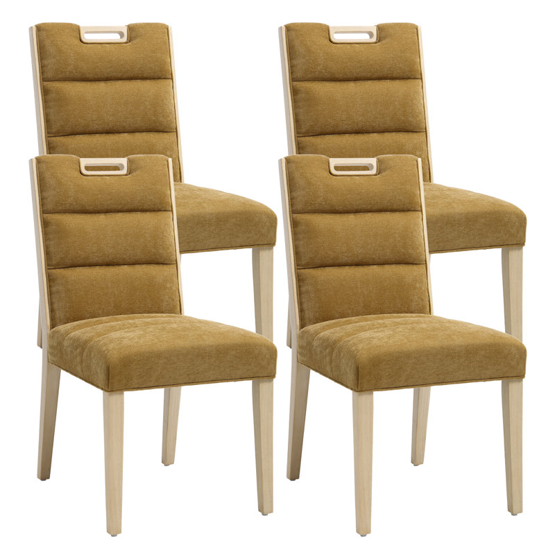 50 H Upholstered Dining Chair, Chenille-Yellow