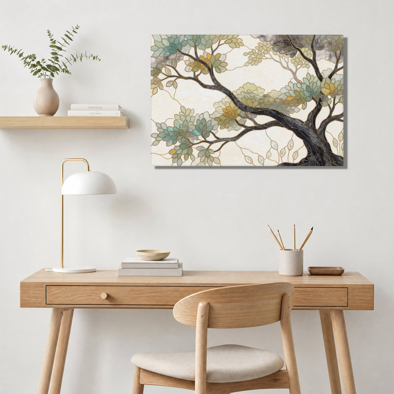 Art mural en toile bleu sarcelle et vert, 28"H x 40"W