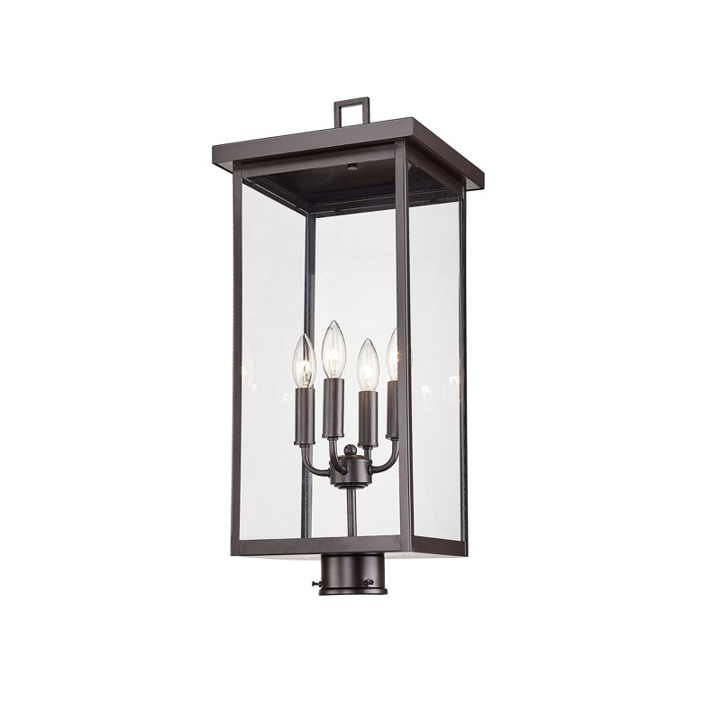 Barkeley 4 Light 26.13" Tall Outdoor Single Head Post Light, Powder Coated Bronze