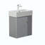 Meuble-lavabo mural avec lavabo en céramique, porte à fermeture en douceur, tablette de rangement flottante à droite, assemblage requis