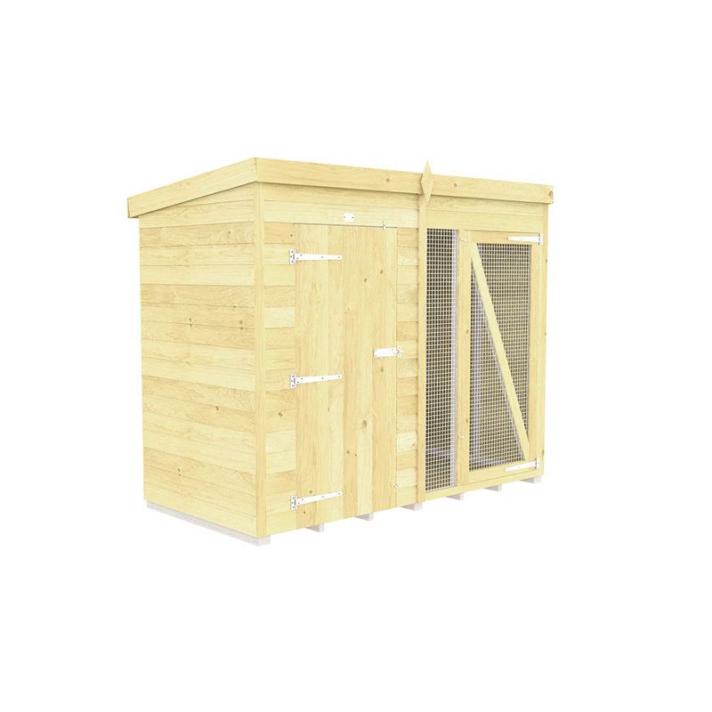 Dog Kennel and Run Full Height, 201cm H x 243cm W x 118cm D