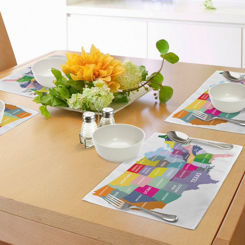 Ensemble de 8 tapis de table East Urban Home Map