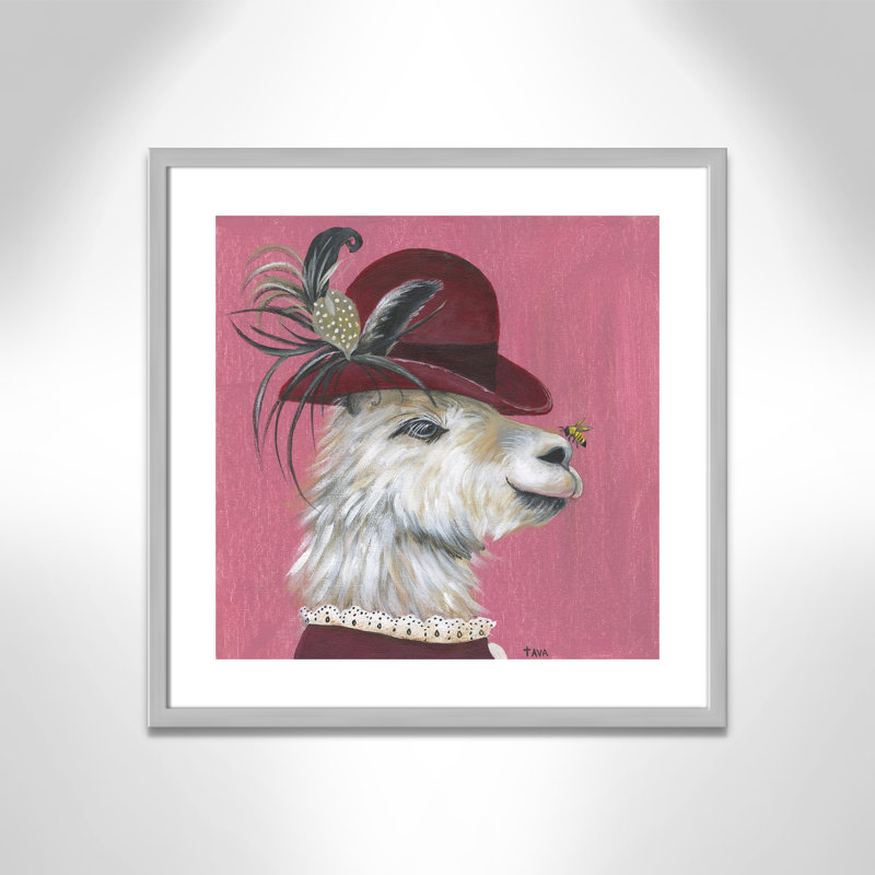Art sur toile llama, H 23,5 po x l 23,5 po x P 1,18 po, Cadre argenté