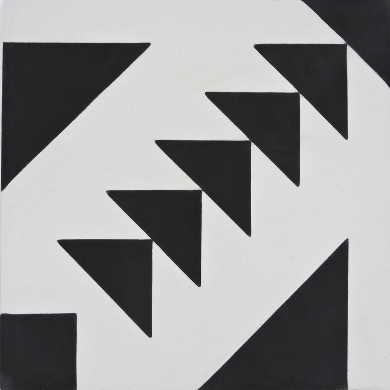 Tadla 8" x 8" Cement Patterned Wall & Floor Tile, Black/White