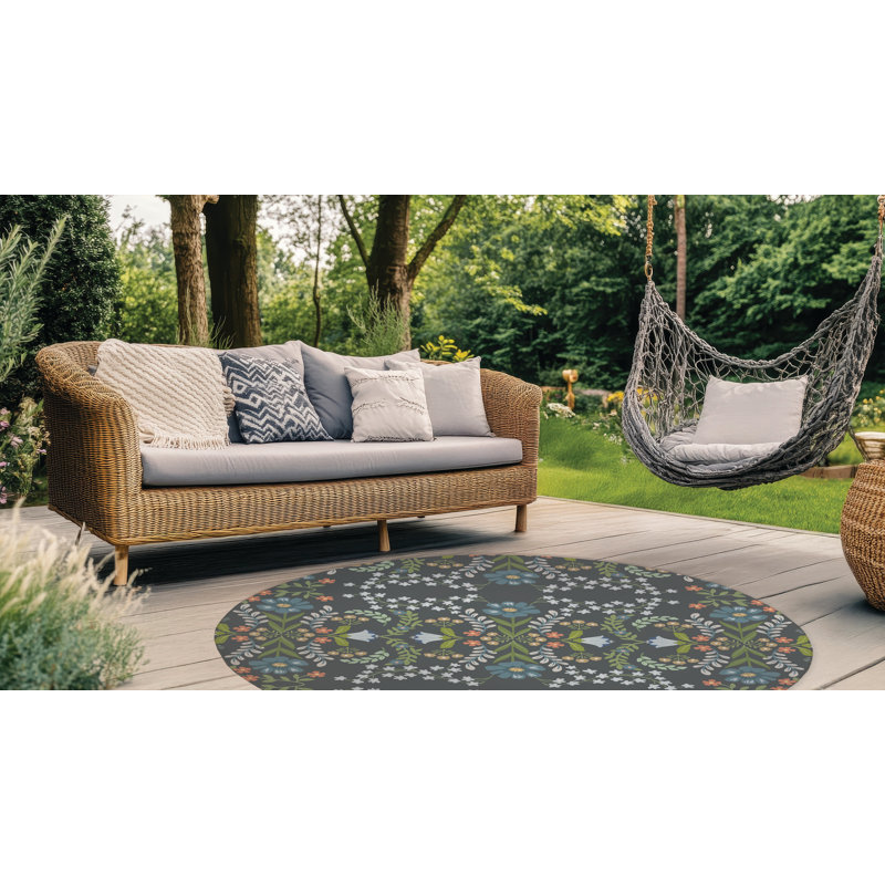 Tapis d'extérieur Cecelia, Rond 5 pi