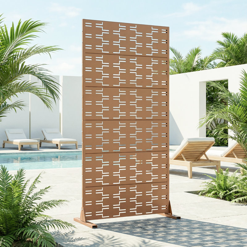 Panneau de clôture en métal H 6 pi x l 4 pi, 72" H x 35" W x 16" D, Brun