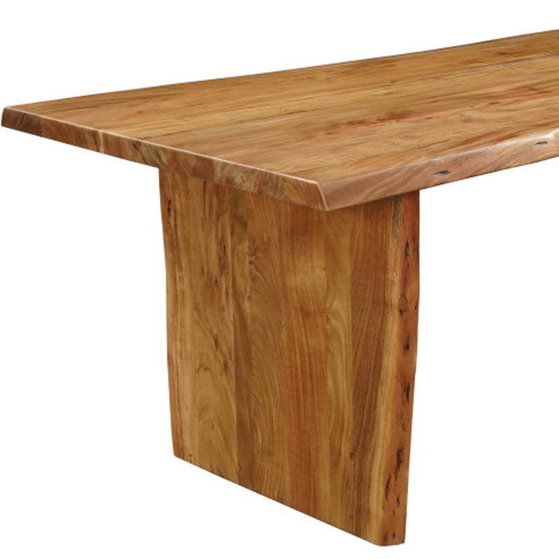 72" Natural Solid Wood Live Edge Sled Base Dining Table